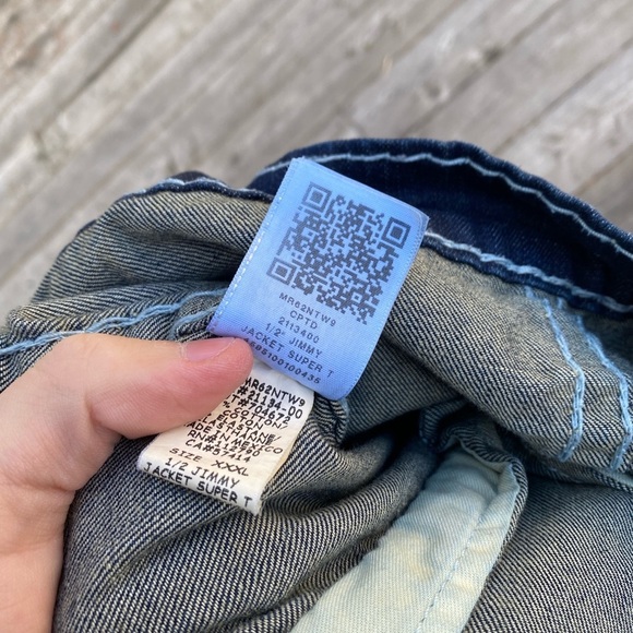 Vintage True Religion Jean Jacket Rope Stitch Jimmy Super T 1/2’ Denim Blue - Picture 11 of 11